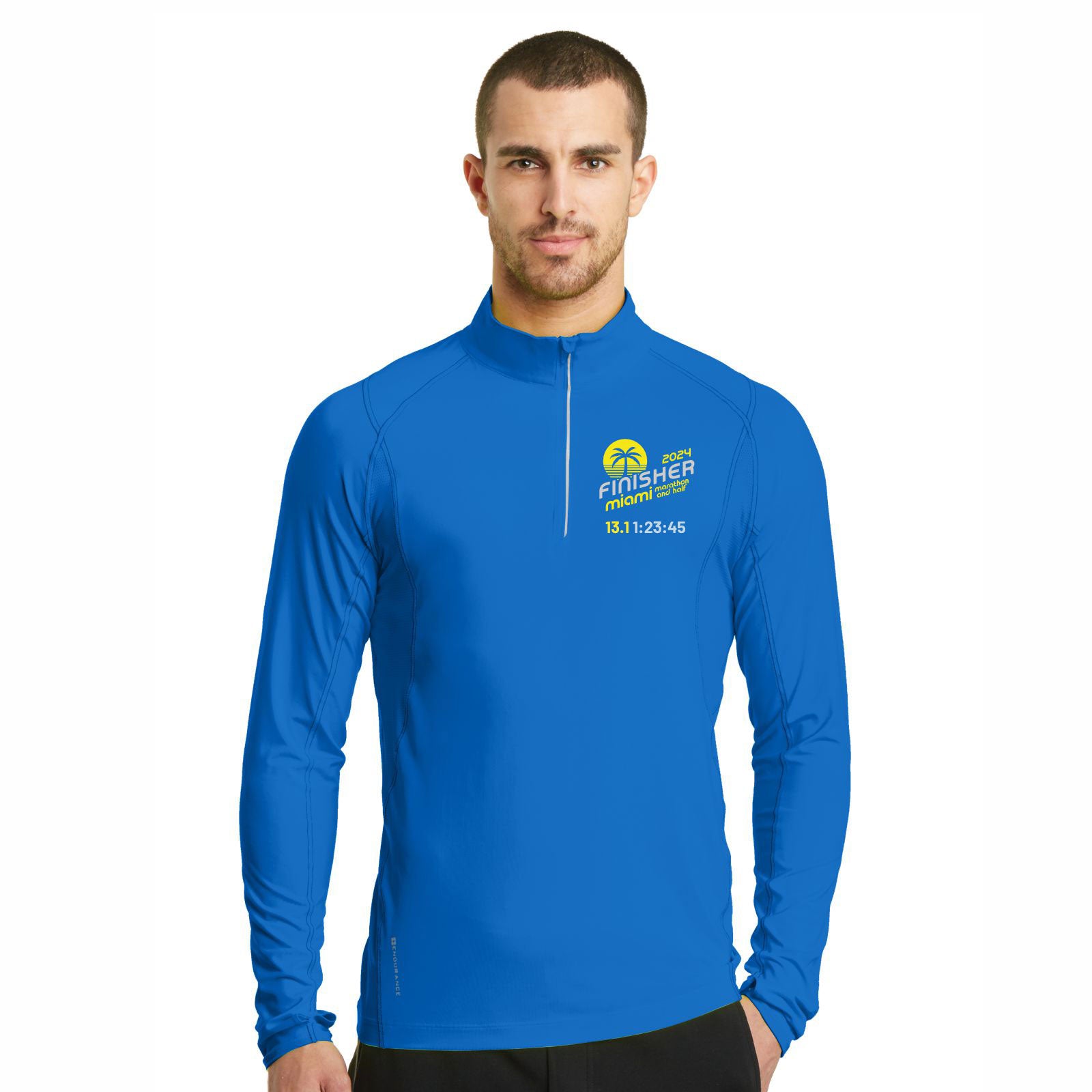 Men's 1/4 Zip -Electric Blue- 2024 Finisher Embroidery - CUSTOMIZE WITH YOUR TIME