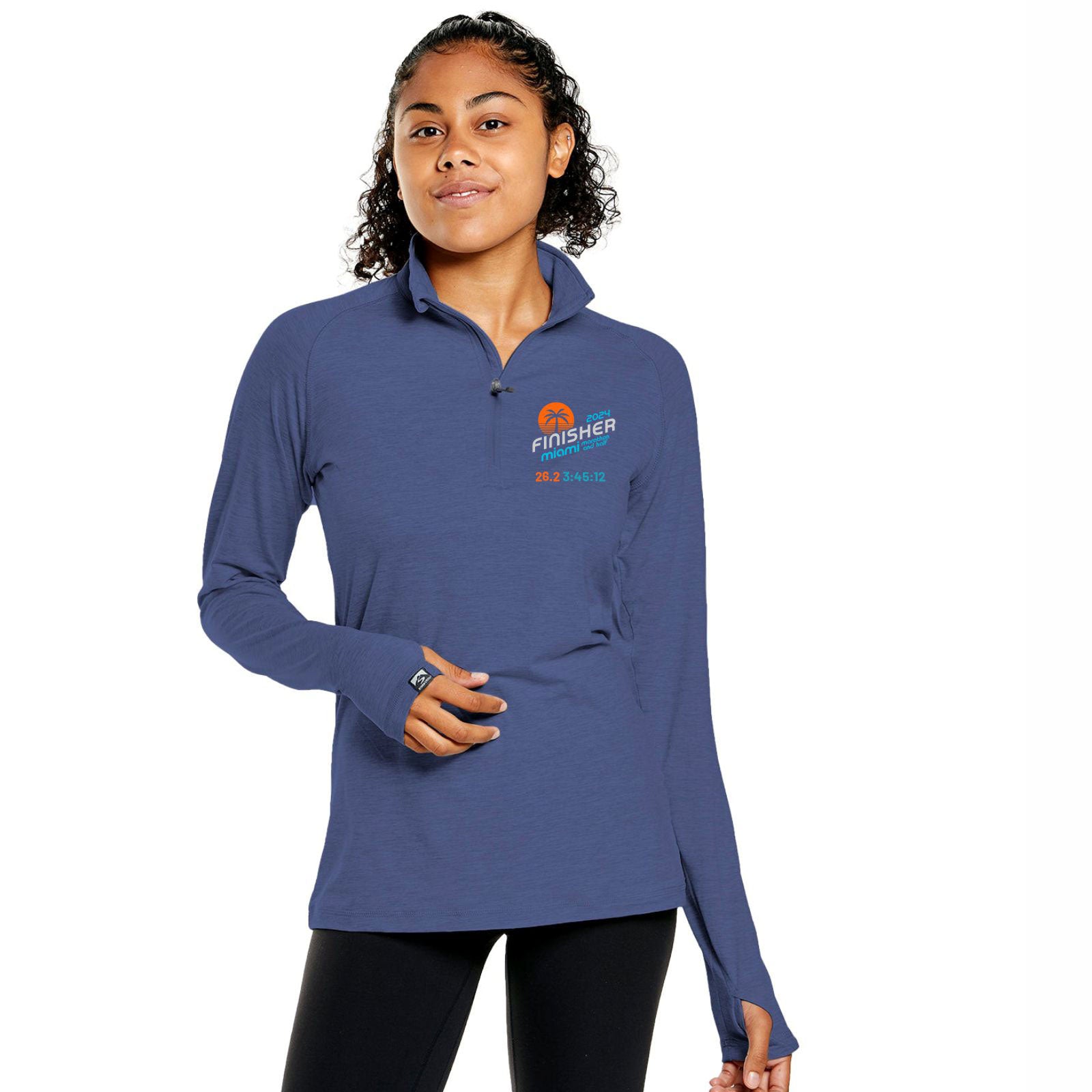 Women's Sueded 1/4 Zip -Indigo- 2024 Finisher Embroidery - CUSTOMIZE WITH YOUR TIME