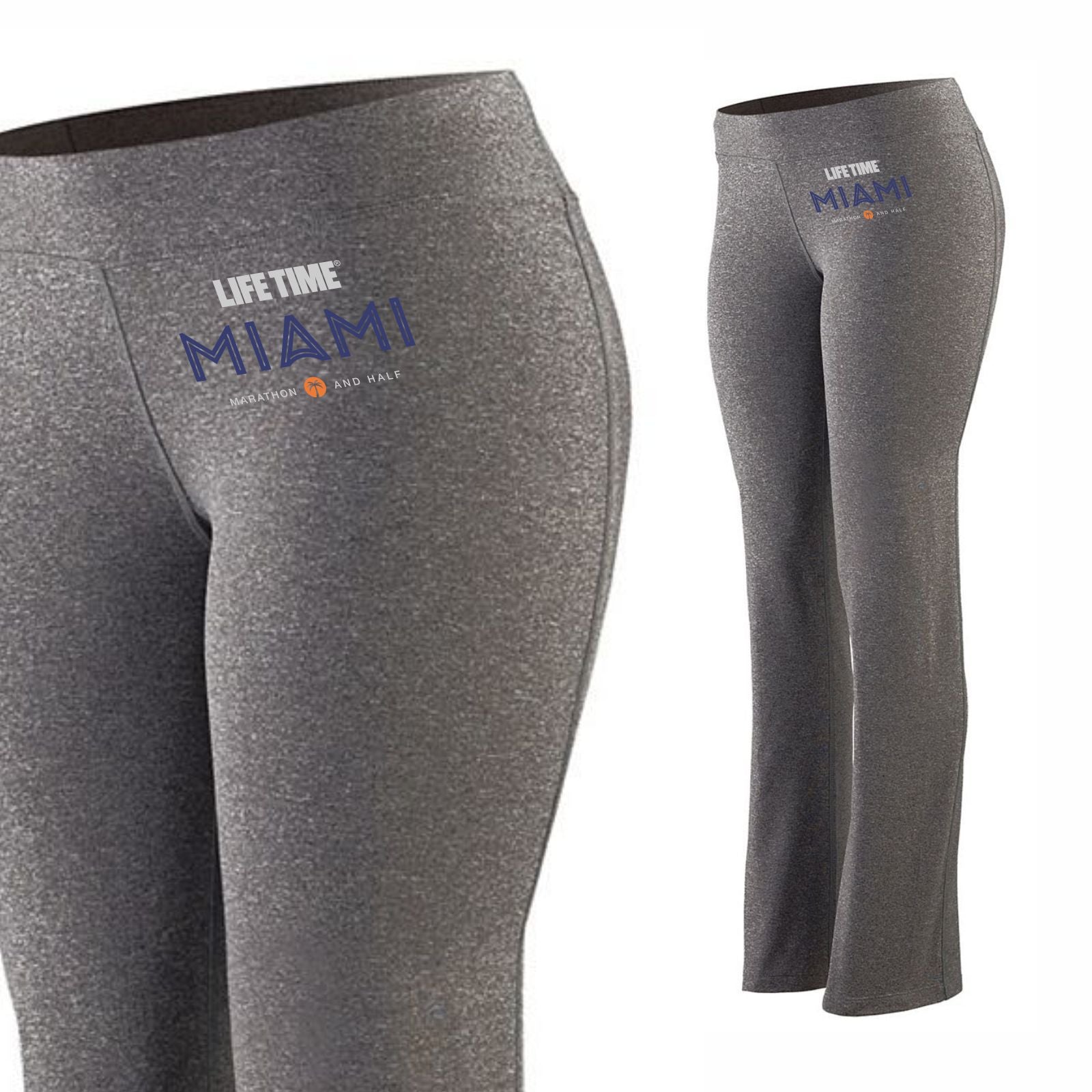 Women's Stretch Flare Pants - Heather Graphite - 'Logo' Design