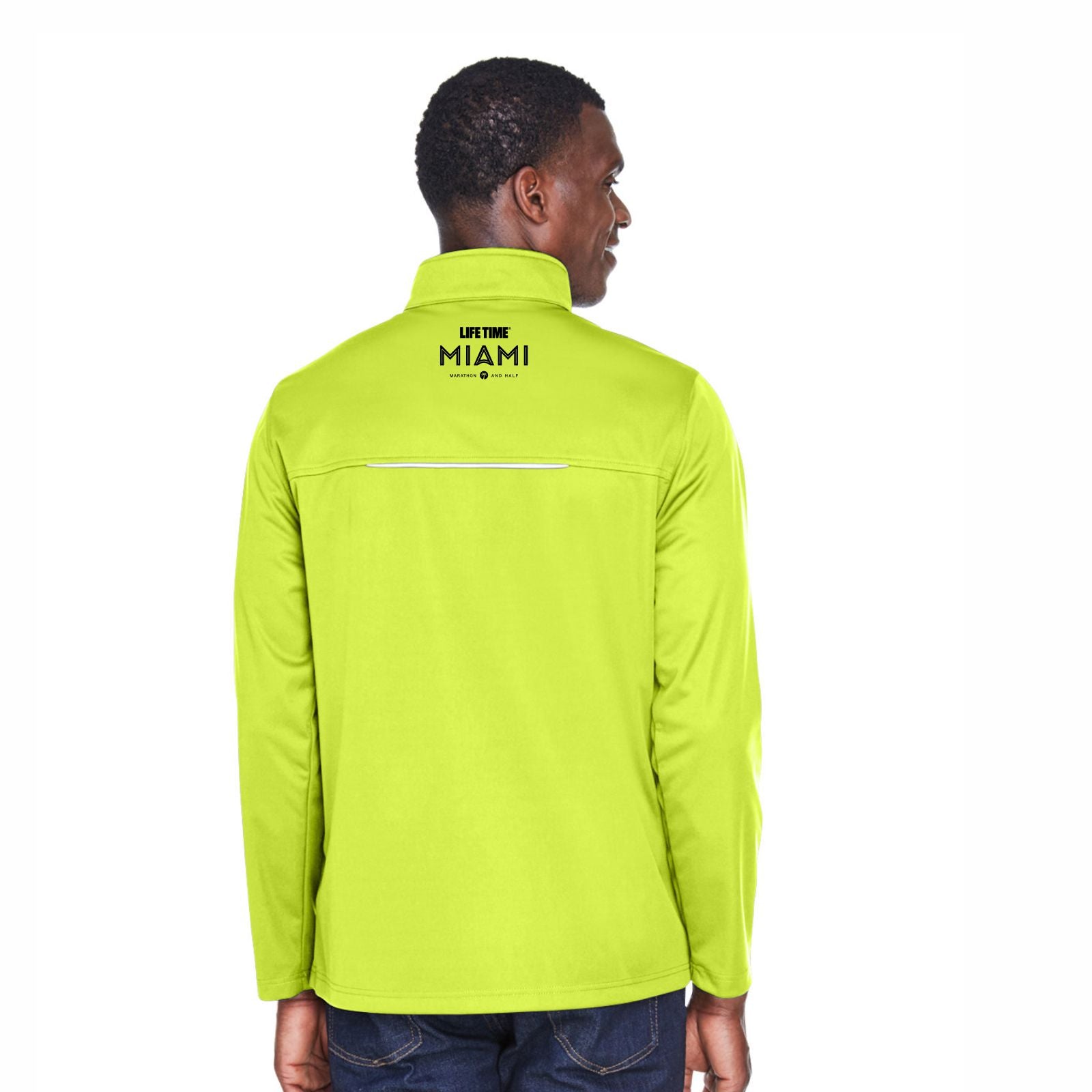Men's Bonded Zip DWR Shell -Safety Yellow- Embr