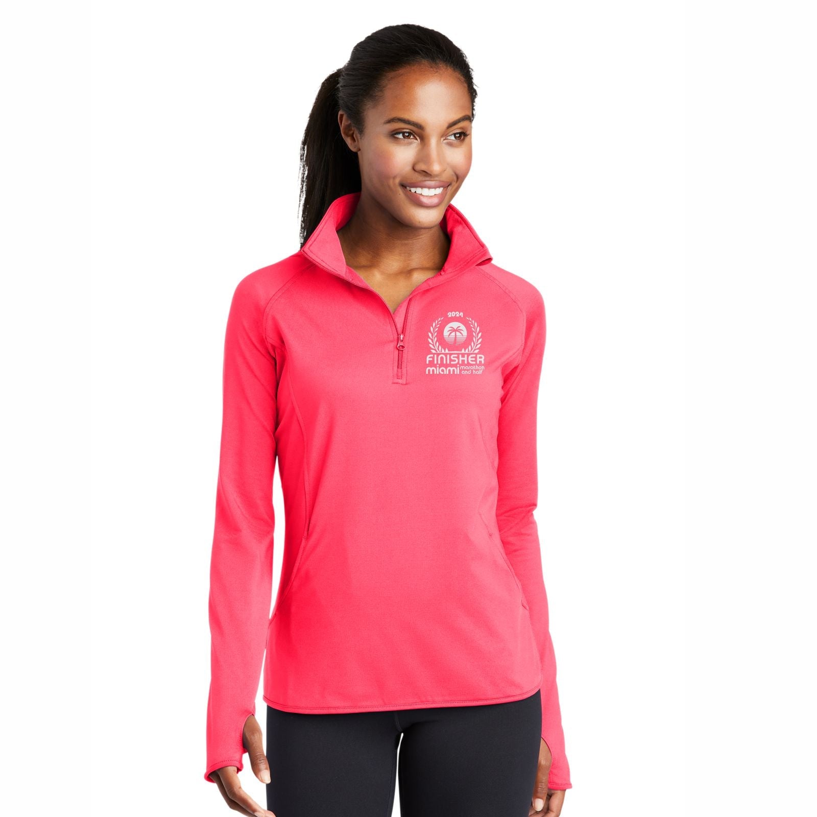 Women's Pocket 1/2 Zip -Hot Coral- 2024 Finisher LCP