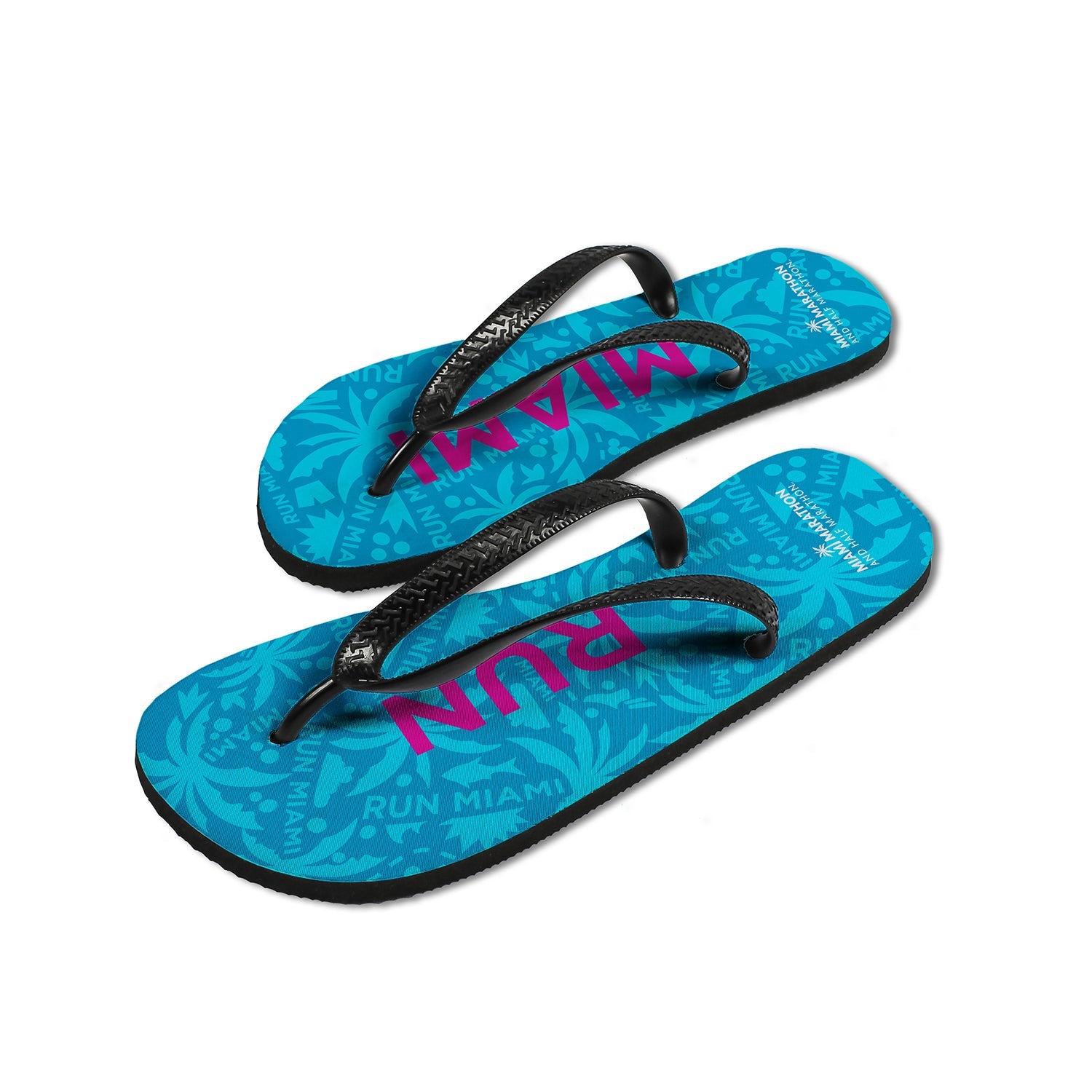 Sublimated Flip-Flops - Sapphire 'RUN MIAMI' Design